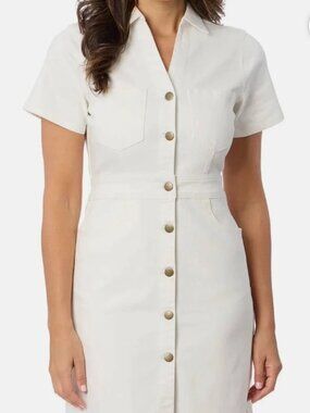 Women's White Denim Button Down Front Dress